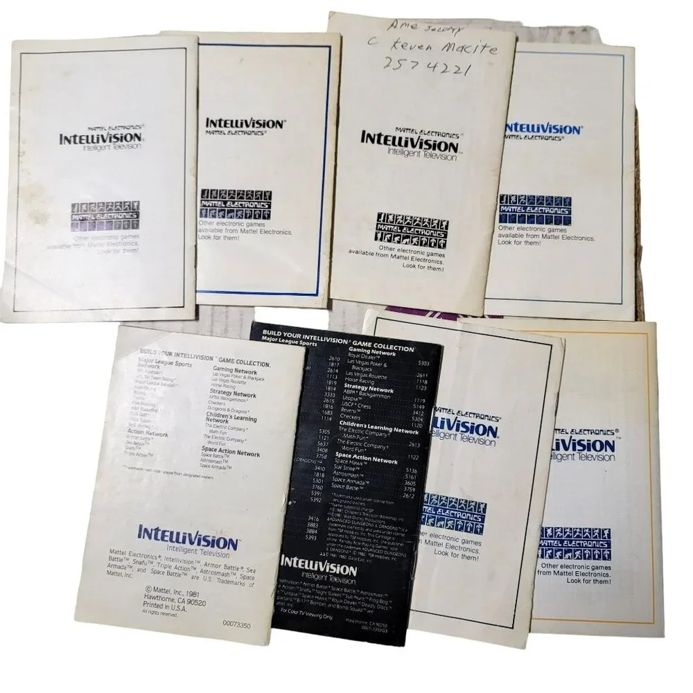 Intellivision Manuals Set of 8 For Video Games Manuals Only GA137